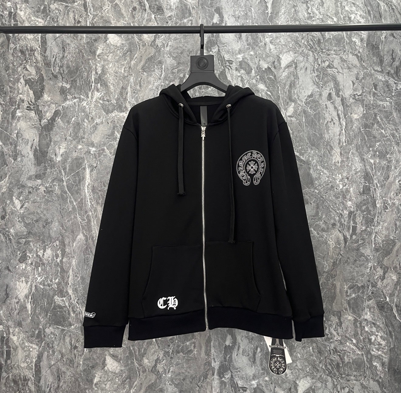 Chrome Hearts Corner Zip Up Hoodie Black