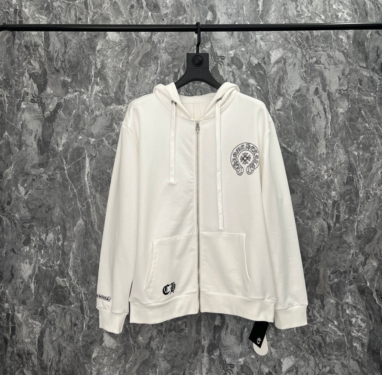 Chrome Hearts Corner Zip Up Hoodie White