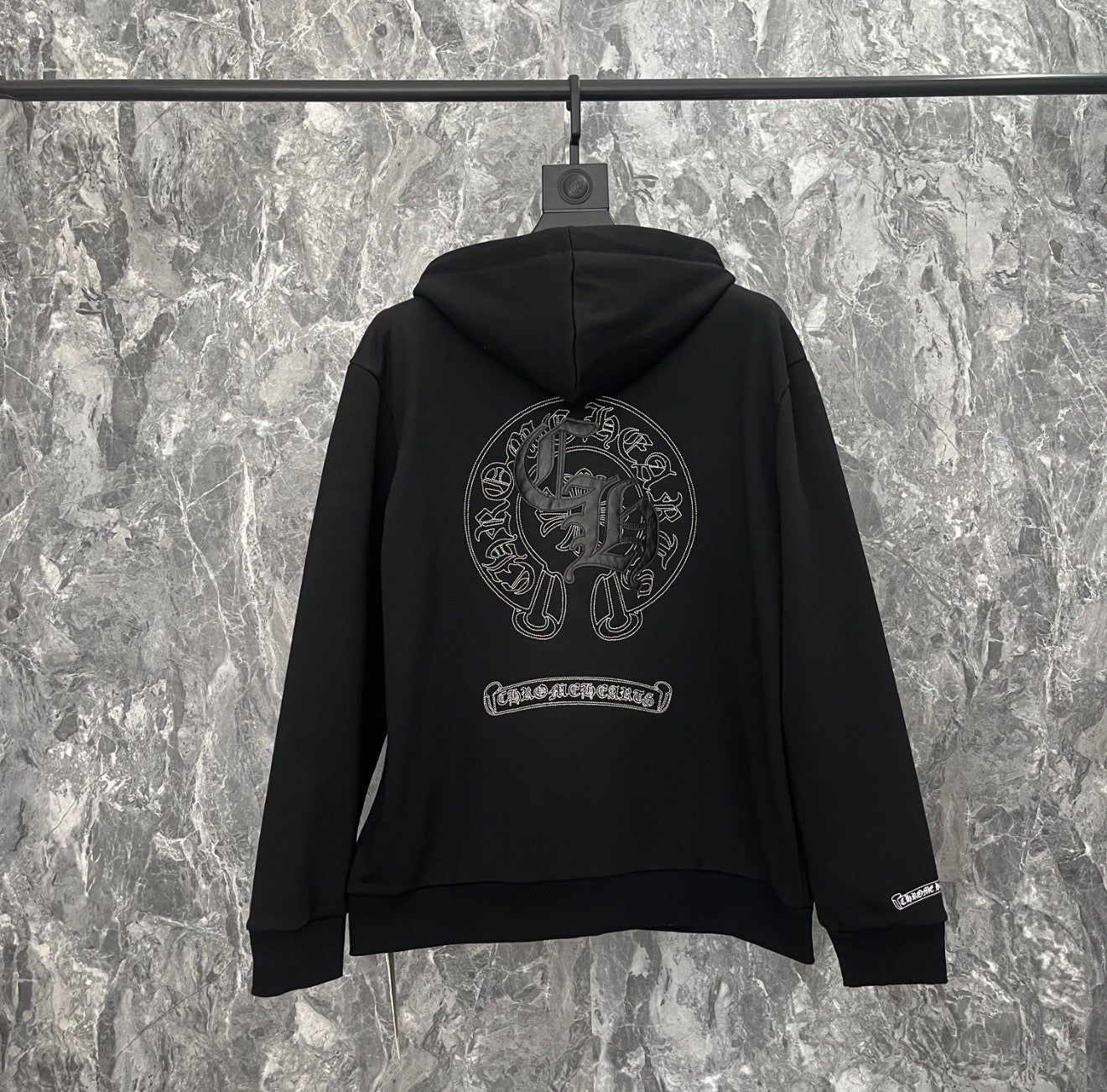 Chrome Hearts Corner Zip Up Hoodie Black