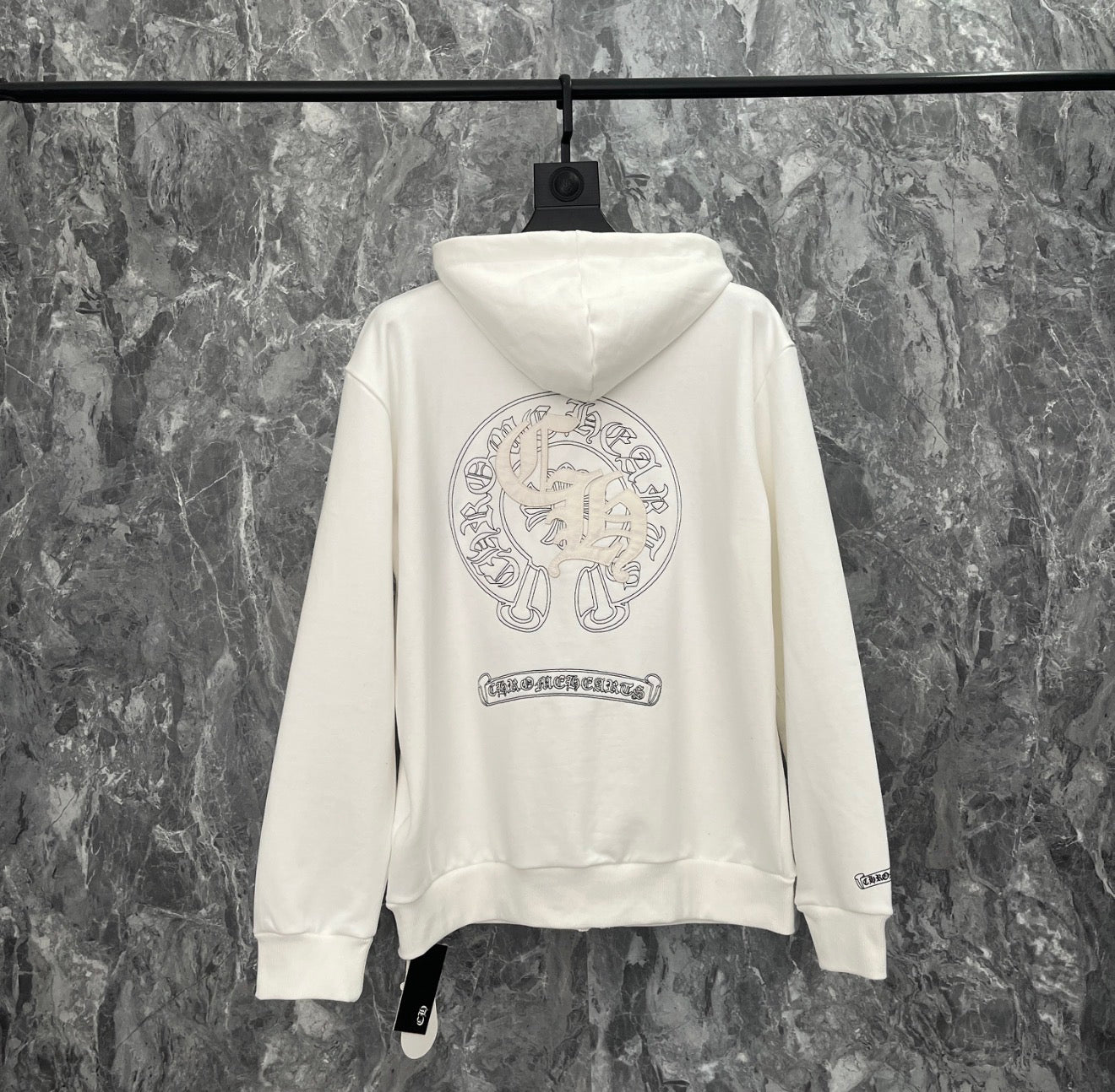 Chrome Hearts Corner Zip Up Hoodie White
