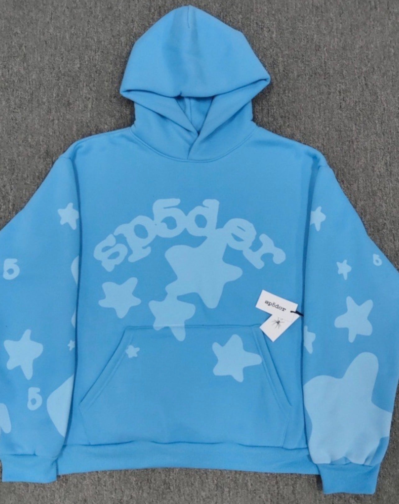 Sp5der Star Hoodie Light Blue
