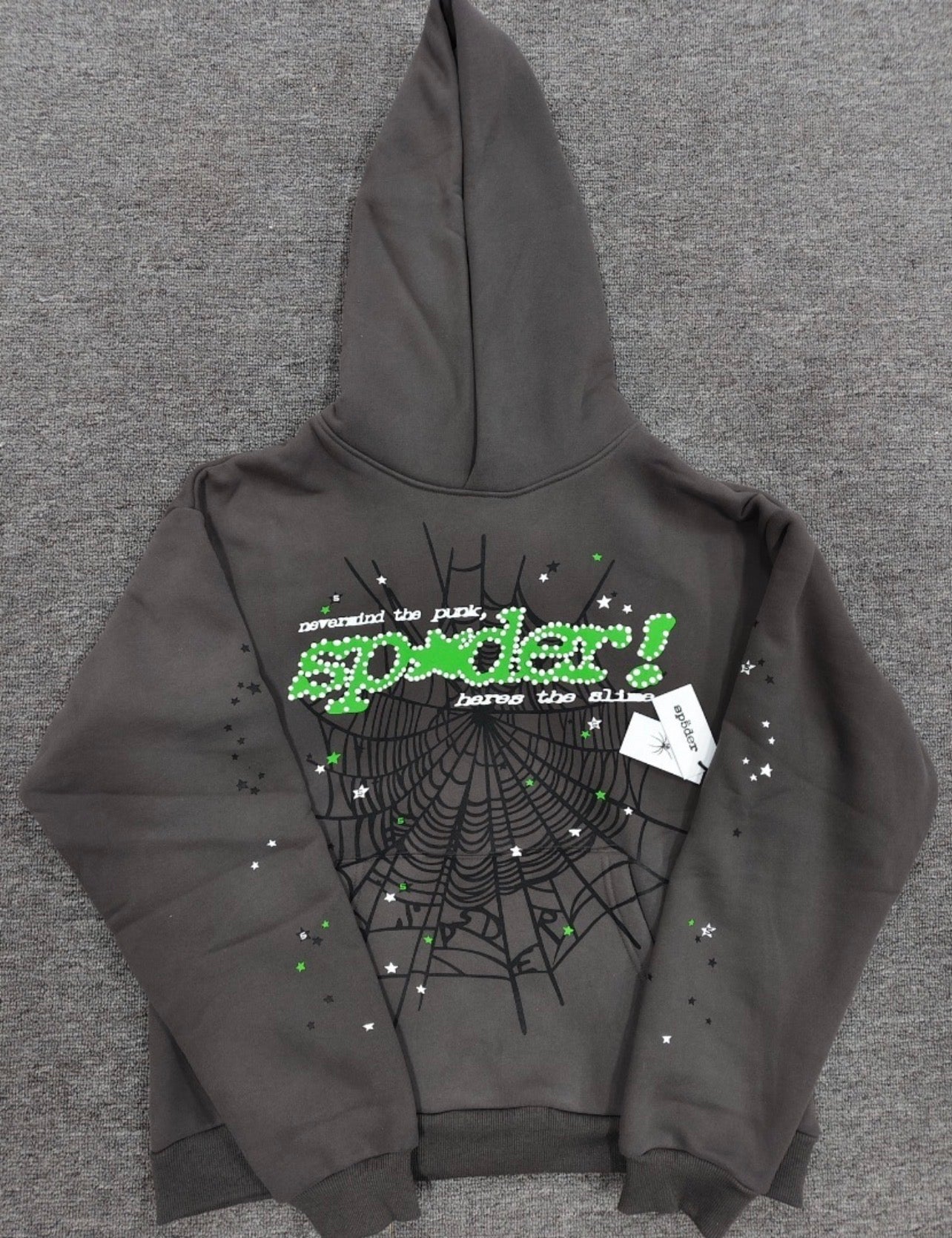 Sp*der Hoodie Web Grey & Green