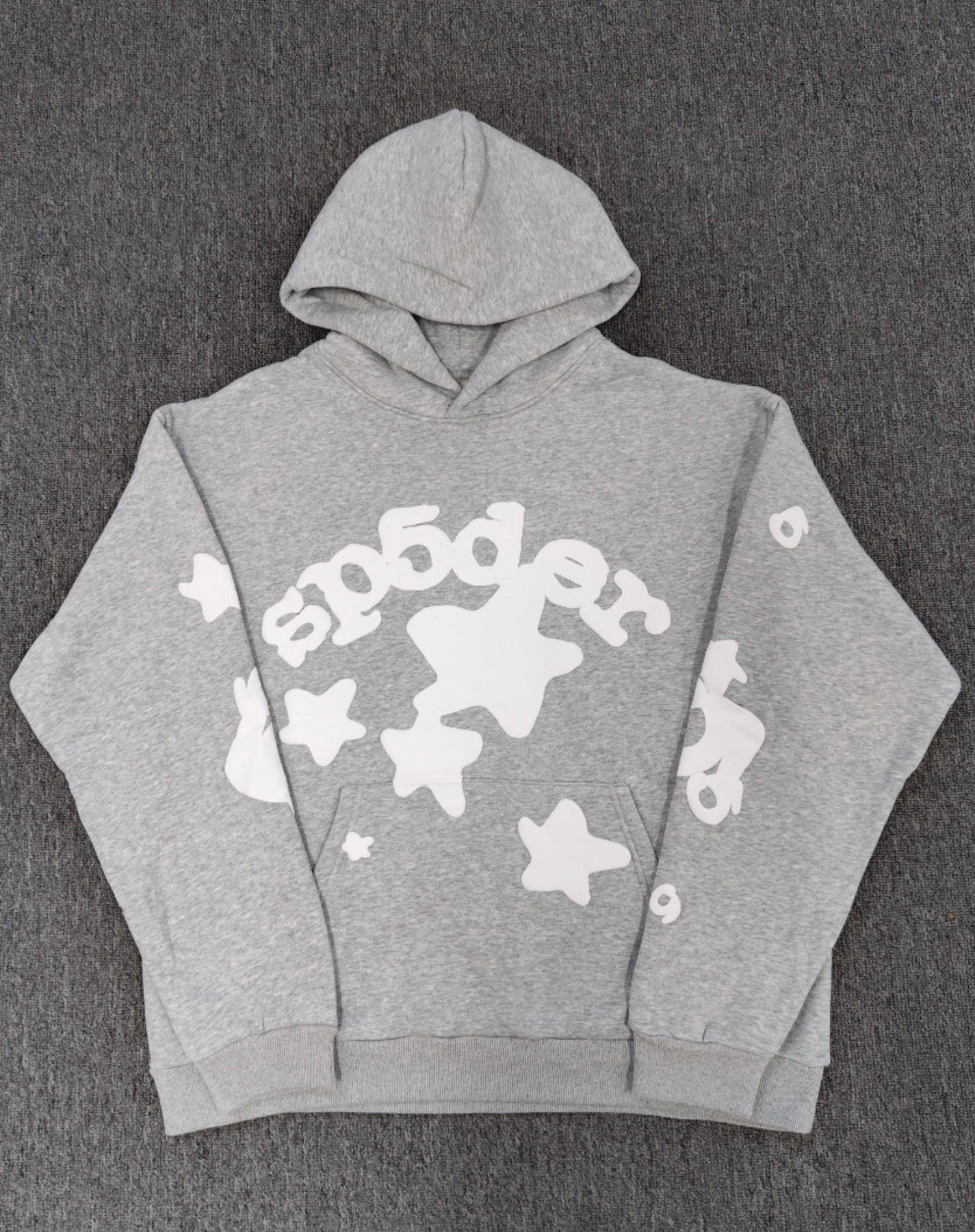 Sp5der Star Hoodie Light Grey
