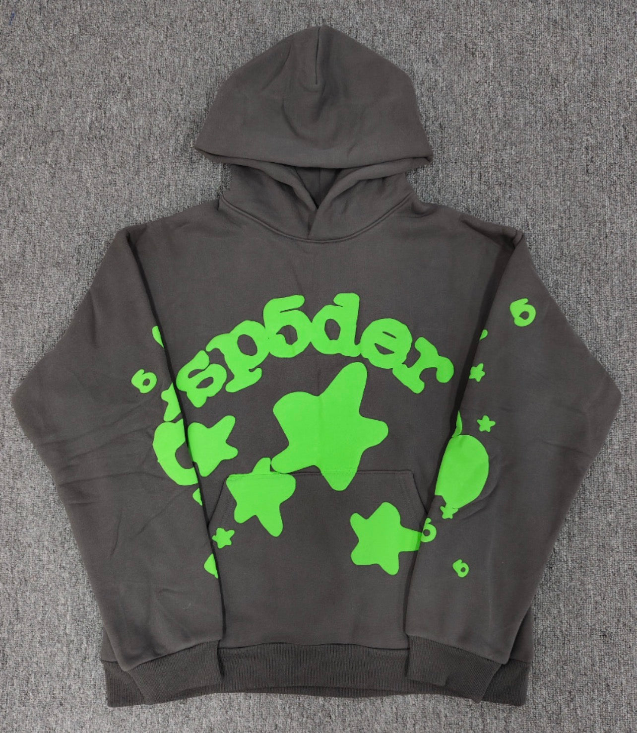 Sp5der Star Hoodie Grey & Green