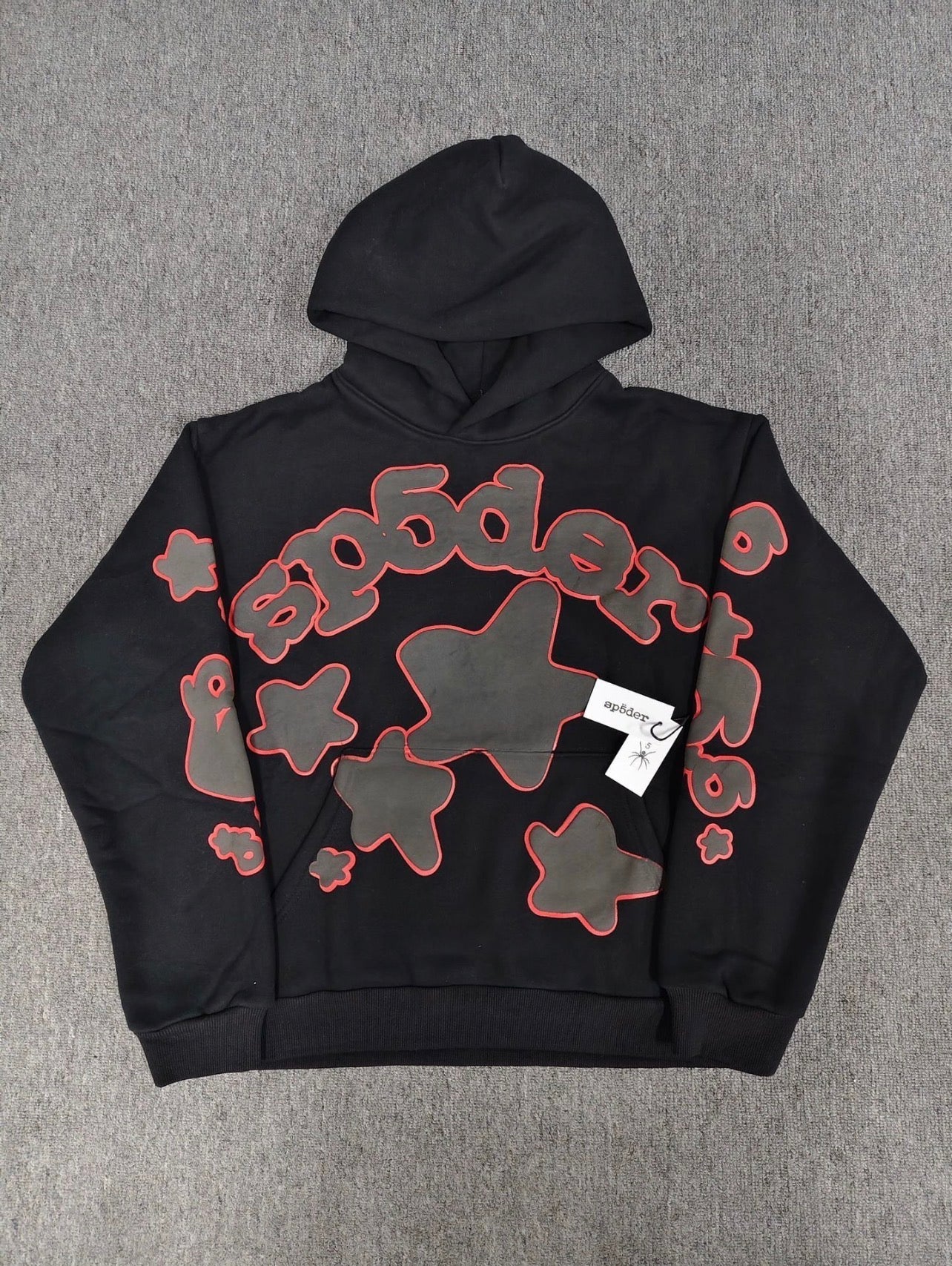 Sp5der Star Hoodie Black and Grey